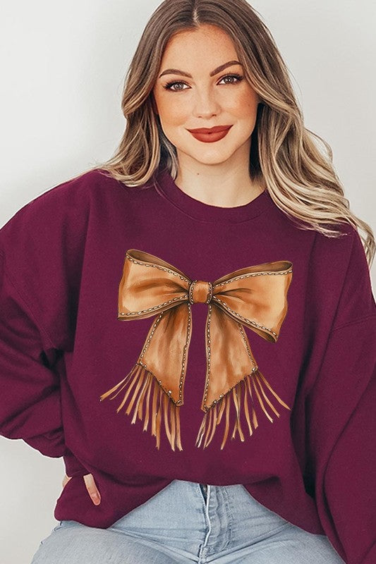 Western Cowgirl Bow Graphic Sweatshirt