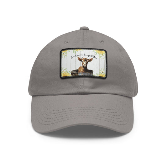 Goat, Nigerian Dwarf Goat, Goat Hat, Dad Hat with Leather Patch (Rectangle) - SmorgeousByGina