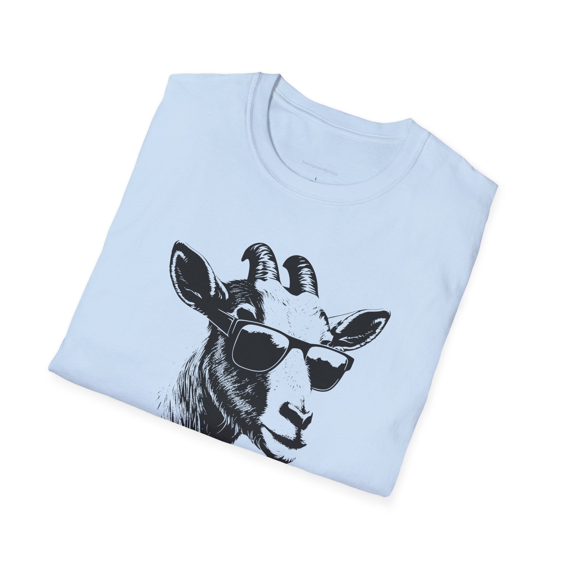 Goat Shirt, Fun Goat Tee, Goat with Sunglasses shirt, Softstyle T-Shirt - SmorgeousByGina