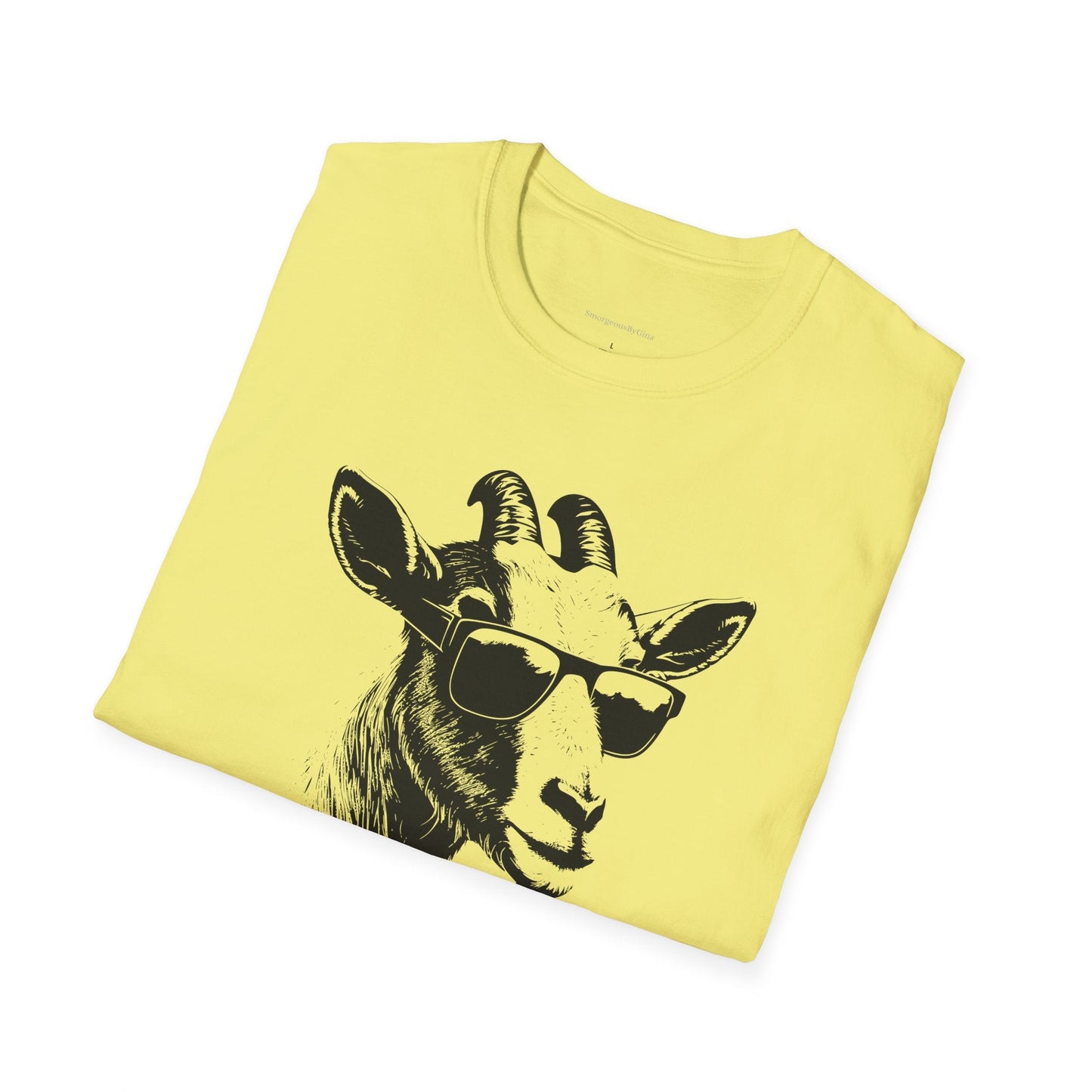 Goat Shirt, Fun Goat Tee, Goat with Sunglasses shirt, Softstyle T-Shirt - SmorgeousByGina