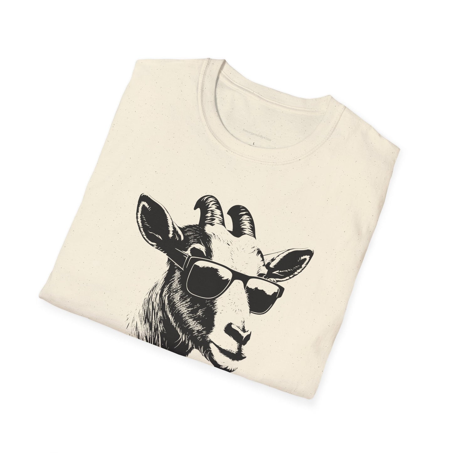 Goat Shirt, Fun Goat Tee, Goat with Sunglasses shirt, Softstyle T-Shirt - SmorgeousByGina