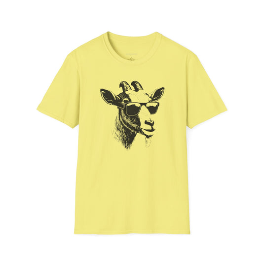 Goat Shirt, Fun Goat Tee, Goat with Sunglasses shirt, Softstyle T-Shirt - SmorgeousByGina